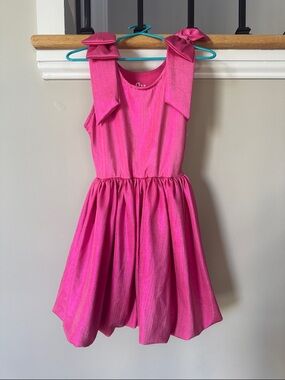 FBZ Bright Pink Bow-Shoulder Party Dress for Girls